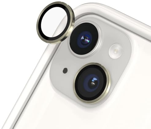 RhinoShield Protection d'objectif en verre trempé 9H compatible avec [iPhone 15/15 Plus] | Résistance aux chocs et aux rayures, haute clarté, protection anti-éclats, techn anti-buée - Jaune