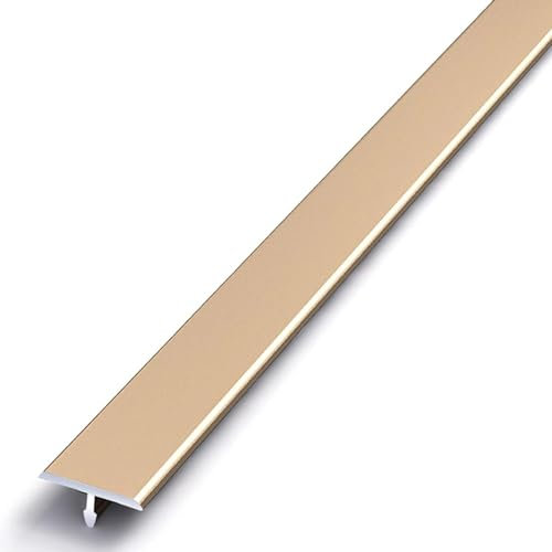 Goldene Aluminium-Fliesenkantenverkleidung für Hartholz- und Vinylböden, schmal, T-Form, Bodenreduzierer (2 cm x 90 cm)