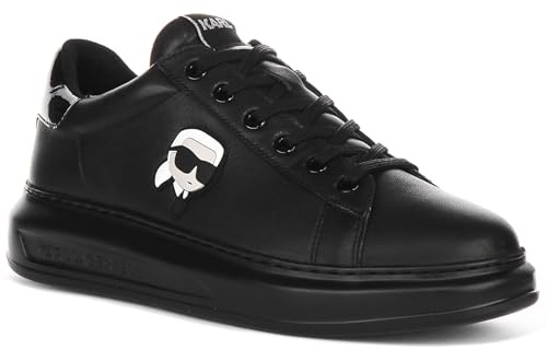 KARL LAGERFELD Kapri Nft Lo Herren Karl Lace Logo Mid Low Cut Tla Sneaker, Black Mono, 42 1/3 EU