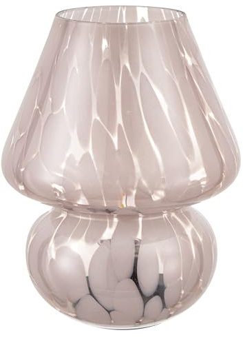 Baroni Home Lampe de Table en Verre à Piles, Lampe de Chevet et de Salon, Lampe de Bureau Design Moderne, 15x15x18 cm, Champignon Fumé