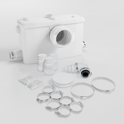 AidoFLO 750 W Lifting Pump, Vertical Pump Distance of 9 m, 4 Water Inlets and 2 Outlets, 3150 GPH Waste Water Disposal for Toilet, Kitchen, Sink, Shower, Sink and Bathtub