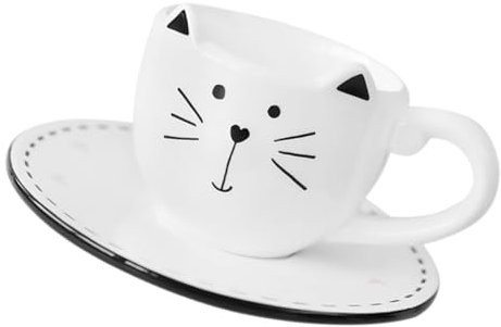 EXHUMKY 1set Tazze Da Caffè Ceramica Con Piattino Design Unico e Portatile Per Viaggi Sicurezza e Durabilità Per Cappuccino e Tè