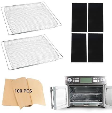 Air Fryer Zubehör für Emeril Lagasse Dual Zone 25 QT Ofen, Backset mit Air Fryer Basket Backform Pergamentpapier Einweg-Airfryer Liner für Emeril Lagasse Dual Zone 360 Extra Large