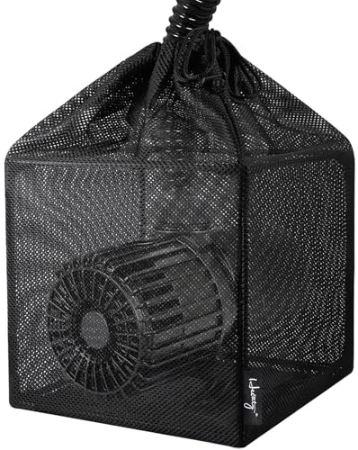 Hecaty Sac de protection pour pompe, sac de filtre de bassin, boîte de filtre cube anti-encrassement, sac média noir pour pompe en maille pour bassin d'eau extérieur (17,8 cm)