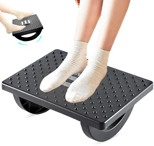 UQMIQURA Repose-pieds confortable pour bureau, réglable, antidérapant, avec coussin ergonomique en plastique et points de massage pour un confort de bureau