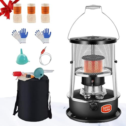 Réchaud de Camping en Acier Inoxydable, brûleur à pétrole, Paraffine, convecteur Portable à Flamme réglable, Noir/B