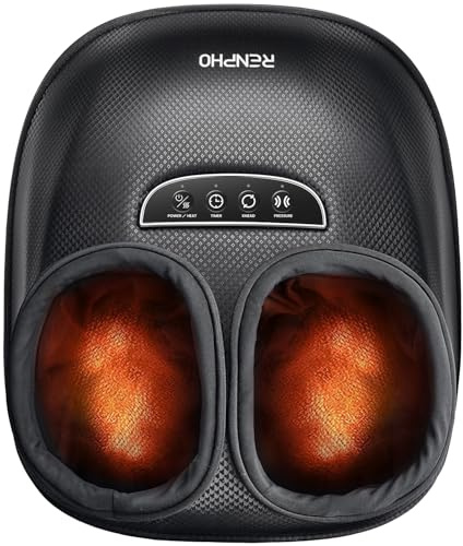 RENPHO Massage pieds, Appareil Masseur Pieds Chauffant, Nouveauté 2026 | Massage des Pieds de Type Shiatsu, 3 Niveaux de Pression d'air et de pétrissage, Revêtement en cuir PU, Cadeau Femmes Hommes