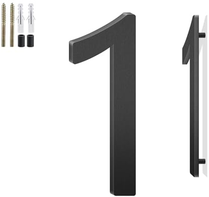 6 Inch Floating House Numbers and Metal Letters for Outdoor Signs, House Numbers for Outside, Aluminum Address Letters and Numbers for Door, Mailbox, Garden, Perfect for Home or Office (Number 1)