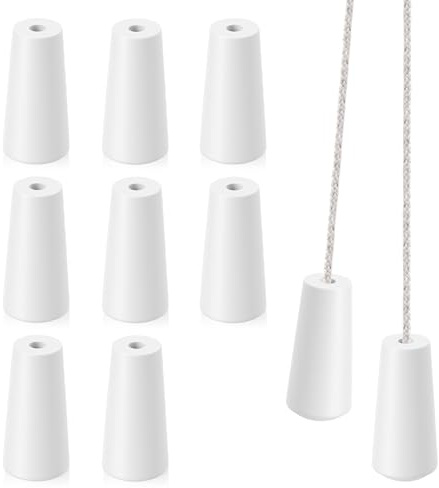 guduling 8pcs Blind Pull Cord Ends, Wood Cord Knobs, Small Pendants Drops for Bathroom Light Pull Cords Handle Shades Decoration(White)
