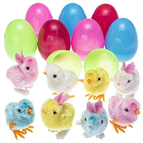 Ostern Aufzieh Huhn Spielzeug, Huhn und Hase mit Überraschungsfunktion – 8-teiliges Spielzeug in Eierverpackung aus Kunststoff Ostern Spielzeug Osterdeko Osterkorb Füllstoffe