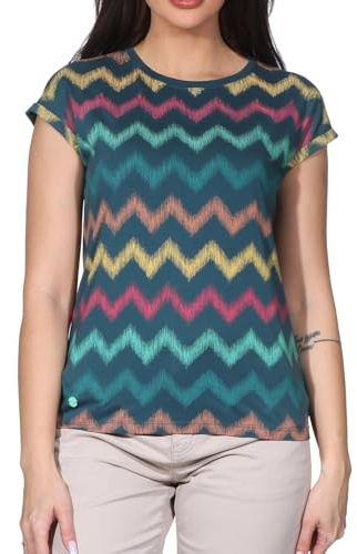 Ragwear Damen T-Shirt Kurzarmshirt Jerseyshirt Rundhals mit Chevron-Muster Diona Print 2611-10016