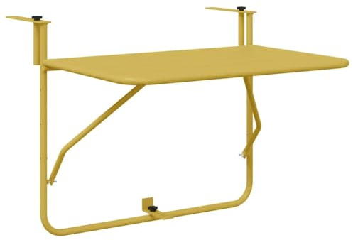 Mhdvray Hängender Balkontisch Gold 60 x 39 x 65 cm klappbarer Stahltisch wetterbeständig für kleinen Balkon Terrasse Garten Lounge Outdoor Möbel mit faltbarem Design