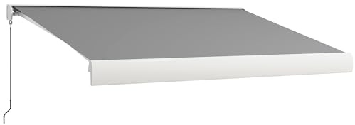 Marcatore elettrico a braccio snodato grigio chiaro 4 m | cassetta completa | telecomando e manovella | inclinazione 14-30° | telaio in alluminio