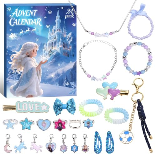 Adventskalender 2026, Weihnachts-Countdown-Kalender für Mädchen, 24 Tage mit Charm-Armband, Countdown-Kalender mit DIY-Modeschmuck, Geschenk für Töchter, Enkelinnen, Nichten