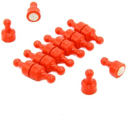 Magnete Arancione Per Frigorifero, Ufficio, Lavagna, Tabellone, Archiviazione - 12mm Dia x 21mm Di Altezza - Pacchetto Di 12