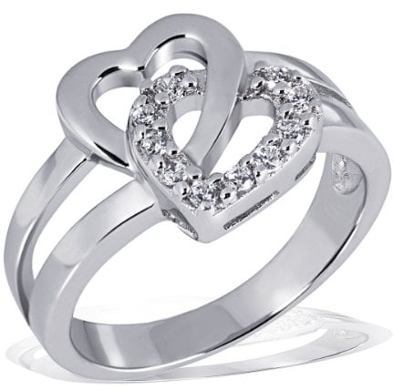 Goldmaid Damen-Ring zwei Herzen 925 Sterlingsilber 10 Zirkonia