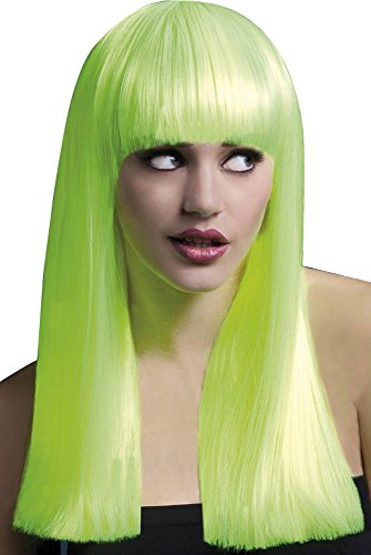 Fever Damen Lange und Glatte Perücke mit Pony, 48 cm, Alexia Perücke, Neon Gelb, One Size, 42364