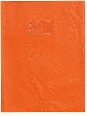 Calligraphe 72208C - Heftumschlag / Heftschoner / Hefthülle Calligraphe mit Feinkörnung und Lederoptik, DIN A4 21x29,7 cm, Etikettenhalter, aus PVC blickdicht und strapazierfähig, Orange, 1 Stück