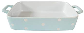 Isabelle Rose IR5456 - Auflaufform klein, Pastellblau, blau mit weißen Punkten, Polka dot
