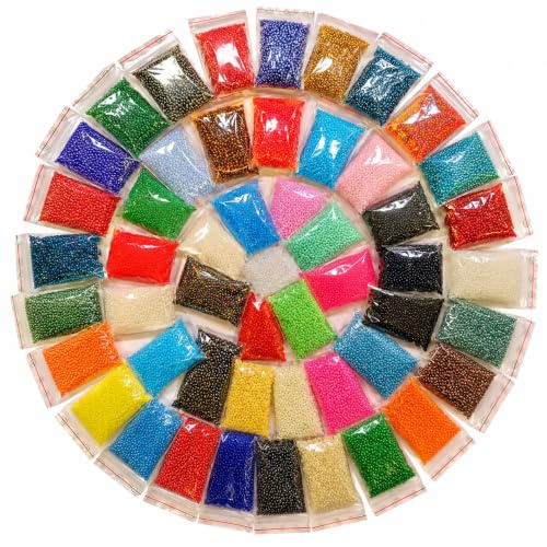 Perlin Rocailles Glasperlen 3 mm 8/0 1 kg 50 Farben 34000 Stück | Runde Saatperlen Mischung für Schmuckherstellung Armbänder Ketten Basteln Dekoration DIY Projekte