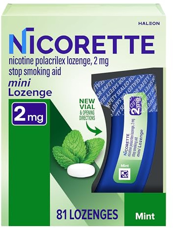 Nicorette Mini Nicotine Lozenges 2mg, Quit Smoking Aid, Mint, 81 Count