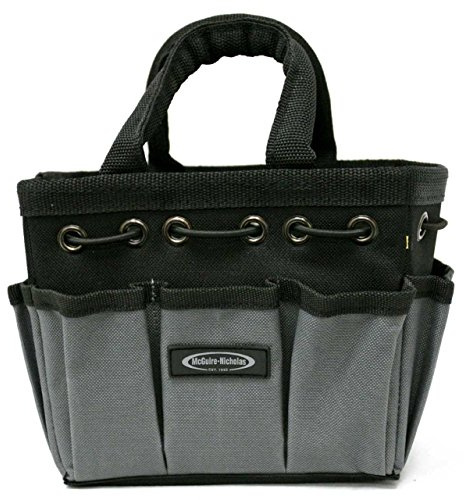 McGuire-Nicholas Mighty Bag Compact Tool Storage Tote, 7in, 1 Count, Grey | Fabric build, 7 outer pockets and 1 main compartment with shock cords, for organizing tools, garden gear, or craft supplies