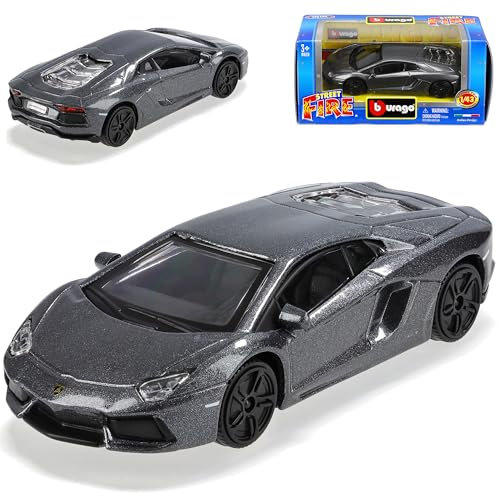 Bburago Lamborgihini Aventador LP700-4 Coupe Grau Ab 2011 1/43 Modell Auto mit individiuellem Wunschkennzeichen