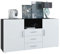 Vladon Sideboard Skadu, Kommode mit 2 Türen, 3 Schubladen und 1 offenem Fach, Schwarz matt/Weiß matt (138,5 x 71,5 x 35 cm)