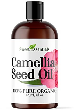 Sweet Essentials Organic Camellia Seed Oil | Imported From Japan | 4oz Bottle | 100% Pure | 100% Organic | For Hair & Skin Use | Japanese Beauty Oil | Camellia Oleifera