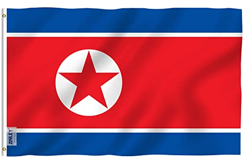 Anley Fly Breeze 3x5 Fuß N Koreanische Flagge - Lebendige Farbe und UV-beständig - Canvas Header und doppelt genäht - N Koreanische Nationalflaggen Polyester mit Messingösen