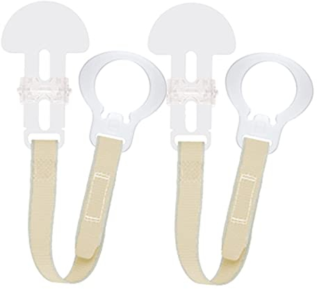 MAM Dummy Clip | 2 Pack | Baby Soother Clips Fit All MAM Soothers | Adjustable Length and Lightweight Design | Baby Accessories | Cream Strap | Dummies Not Included