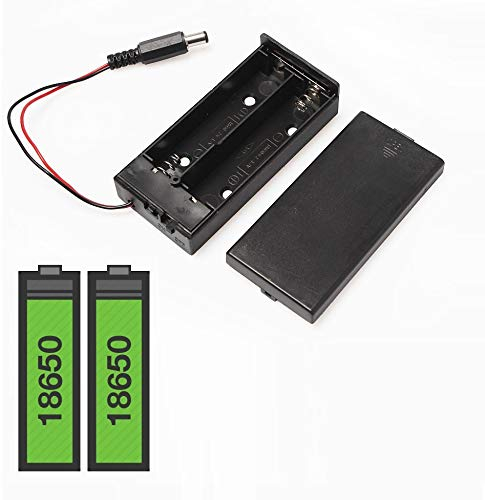 18650 Twin Battery Holder Box With DC Plug ON/OFF Switch 2x18650 Lithium Battery holder Case by HAYATEC (1 Box, With ON/OFF Switch)