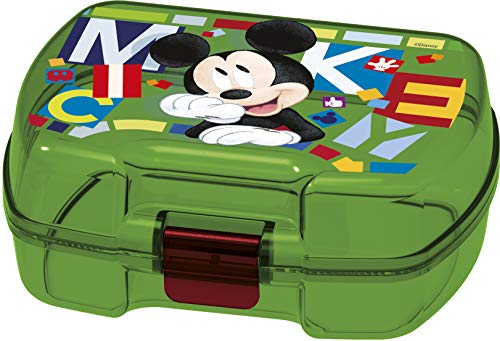 ALMACENESADAN 2001, Sandwichera Premium rectangular multicolor Mickey watercolors, producto de plástico reutilizable; libre BPA; dimensiones 18x14x7 cm