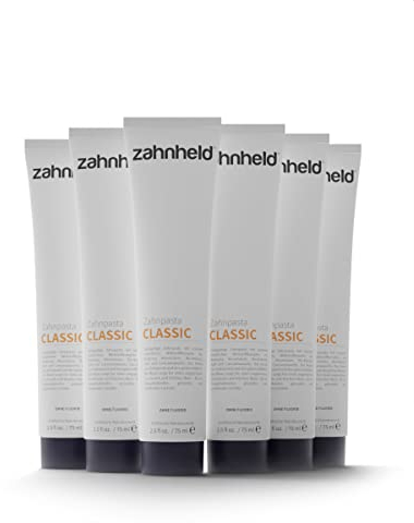 Zahnheld® Nature Zahnpasta Classic – Fluoridfrei mit Kurkuma-Extrakt & Kokosöl, Naturkosmetik nach NCS, vegan & tierversuchsfrei (75 ml (6er Pack))