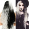 Damen Lange Schwarz Silber Grau Perücke, ATAYOU Halb Schwarz Halb Silber Grau Synthetische Perücke für Karneval Fasching Fastnacht Holloween Kostüm Damen