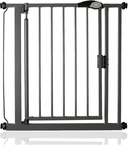 Bettacare Puerta de Seguridad con Cierre Automático, 75cm - 82cm, Gris Pizarra, Puerta de Seguridad con Ajuste a Presión, Puerta de Bebé, Barrera de Seguridad para Puertas Pasillos y Espacios