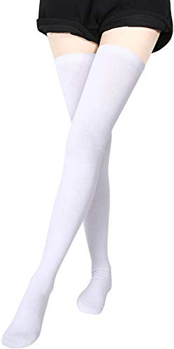 SATINIOR Calze Extra Lunghe in Cotone per Stivali da Donna (Bianco, 1)