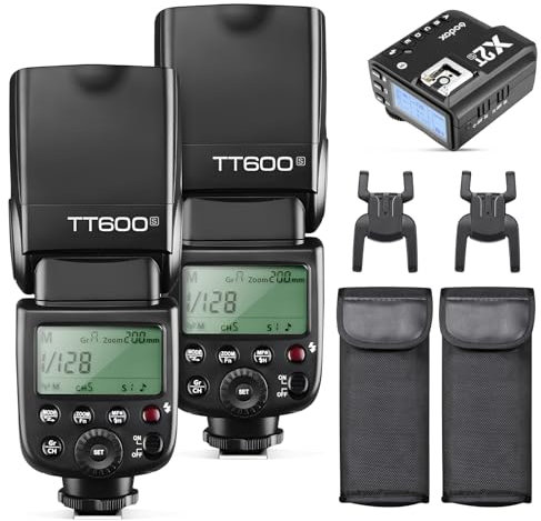Godox 2-Pack TT600S Flash mit X2T-S HSS 2.4G Wireless Master/Slaver Flash Speedlite & Receiver Godox X2T-S Remote Trigger Transmitter Kit Built-in X System Compatible for Sony Cameras
