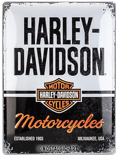 Nostalgic-Art Retro Blechschild, 30 x 40 cm, Harley-Davidson – Motorcycles – Geschenk-Idee für Biker, Original Lizenzprodukt (OLP), aus Metall, Vintage Design, Blechschilder Sprüche