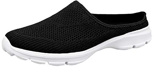 Sisttke Hausschuhe Damen Clogs Herren Slip On PantoKKeln Sommer Outdoor Atmungsaktiv Bequeme Gartenschuhe rutschfest Schlupfschuhe Slipper,Schwarz-KK,47 EU