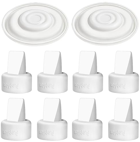 PumpMom Breast Pump Parts, 8 Duckbill Valves and 2 Silicone Membrane for Spectra S2, S1 and 9 Plus Breastpumps, Compatible with Spectra Valves and Silicone Diaphragm