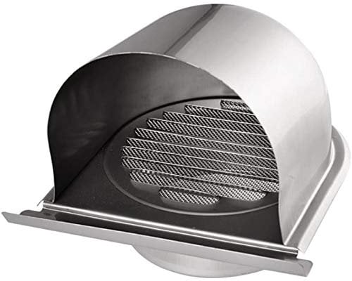 LTLJX Wall-Mountable Vent, Stainless Steel Chimney Cowl Rain Cap with Grid Bird Guard Insect Protection, U-shaped Cover, Exhaust Downward Outlet,100MM