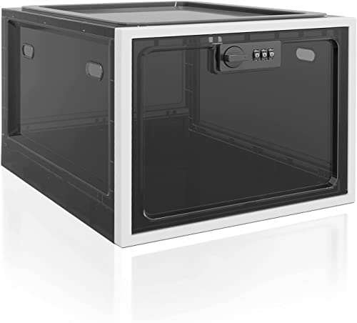 Lockable Box, Medicine Lock Box for Safe Medication, Lockable Storage Box for Medicine, Food and Home Safety - Black