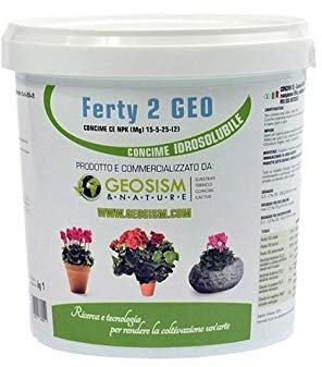 Ferty 2, NPK (Mg) 15-5-25 + (2) + microéléments (1 kg), engrais en poudre soluble dans l'eau pour plantes et fleurs