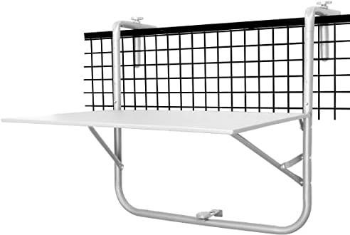 Trendyshop365 Hängender Balkontisch Klappbar 60x40 cm Wetterfest Campingtisch zum Einhängen (1 Stück, weiß)
