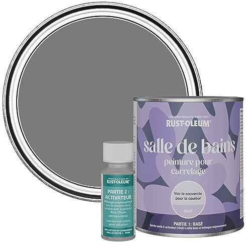 Rust-Oleum wasserbeständiger Fliesenlack für das Badezimmer in mattem Finish -Fackelgrau 750ml