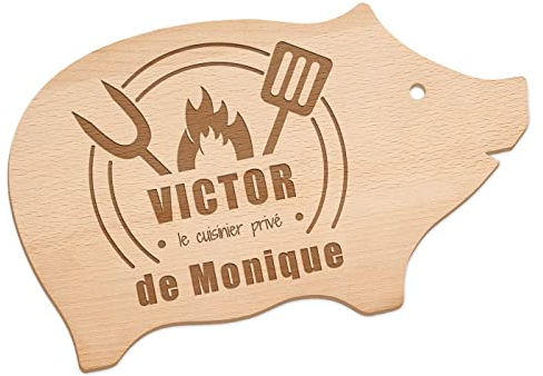 Maverton Planche en bois de hêtre à personnaliser - Planche à découper gravée - Plateau pour homme - pour chef et amateur de cuisine - pour anniversaire - pour lui/papa - petit copain
