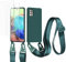vrupin kompatibel mit Samsung Galaxy A71 4G Handykette Hülle,[2 Stück Schutzfolie 9H Härte Gehärtete Folie].Necklace Hülle Nylon Schultergurt Weich Flüssiges Silikon-Dunkelgrün