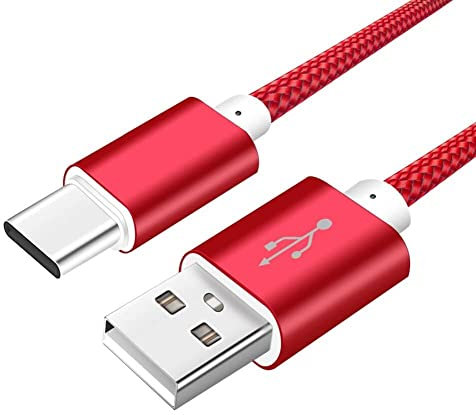 CABLEPELADO Cable USB C | Cable USB C Nylon Trenzado | Carga Rápida | 2A | Compatible con Samsung Galaxy S20/10/9/ Note 10/9, Xiaomi Mi 10/9, Controlador PS5/Xbox Series X/S, etc | 2 Metros | Rojo