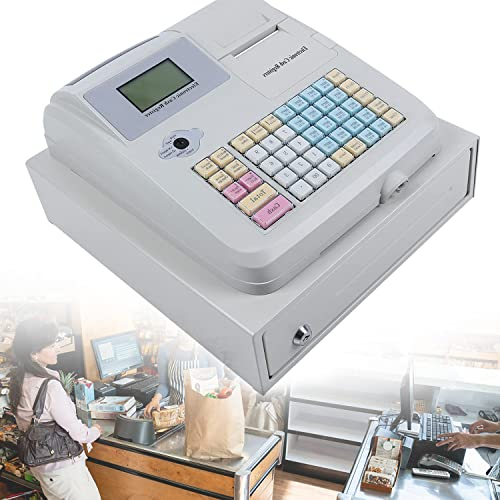 HNCXHX Elektronische Registrierkasse,Mit Schubladen Registrierkassenerhöhter Tastatur Mit 48 Tasten,Digitale Registrierkasse mit 8 LEDs,für kleine Unternehmen/Restaurants